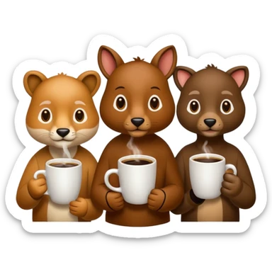 3 animaux qui prennent le café sticker