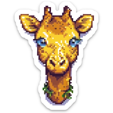 giraffe head, pixel art style sticker