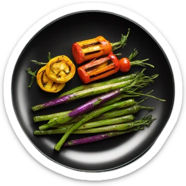 Grilled vegetables on black plate sticker