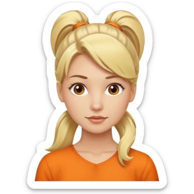 Blond woman with pony tail ane orange blouse sticker