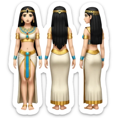 fullbody Cleopatra, high-detailed, realistic, back view, with long black hair sticker