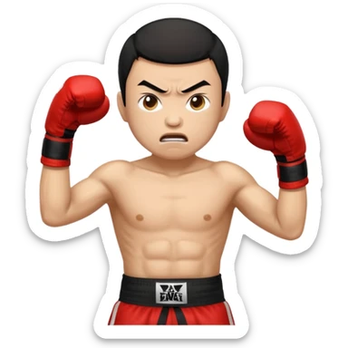 click that wong sze man face in thai boxing with angry face 20 times woman click woman sticker