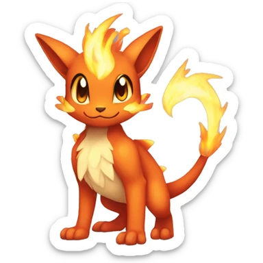 a anthro chibi-style fire-type Fakémon-hybrid full body sticker