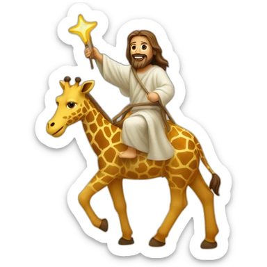 jesus riding an giraffe sticker