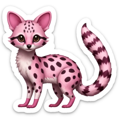 Pink-spotted genet-Trico-Vernid-Fakémon-hybrid-fusion-creature (full body) sticker