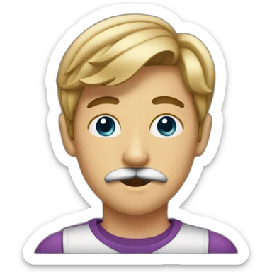A 15-year-old boy with a mustache sticker