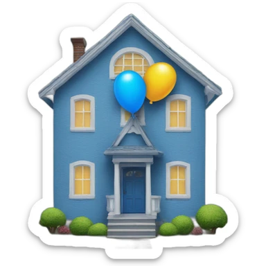 Blue-house-with-ballon sticker