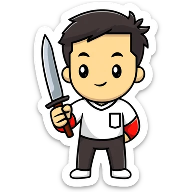 man holding a knife sticker