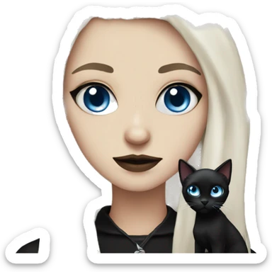 goth girl with blue eyes and black cat sticker