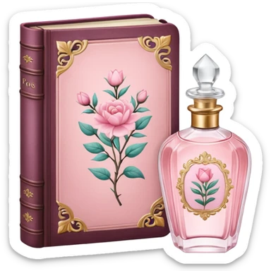 pink bookbook and fragance sticker