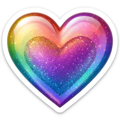 glitter heart with bold rainbow colors sticker