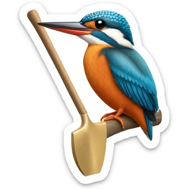 European kingfisher sitting on a spade sticker