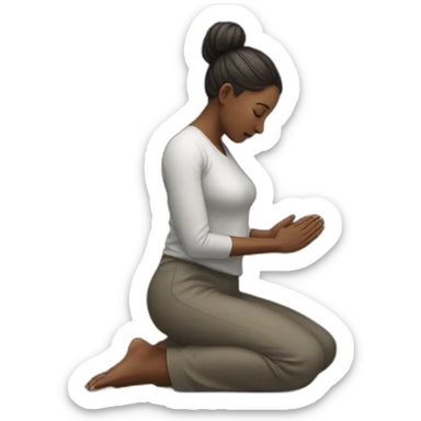 Woman on knees praying sticker