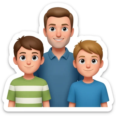 man with two boys in front of him sticker