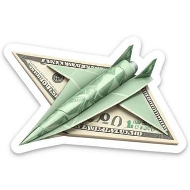 Paper plane made of money sticker