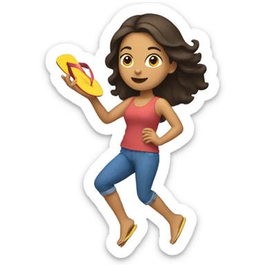 Hispanic Female Throwing a flipflop sticker