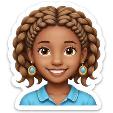 a brown skin ten year old girl with short twists  and moon earrings sticker