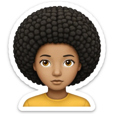  Afro not smiling and black skin color emoji sticker