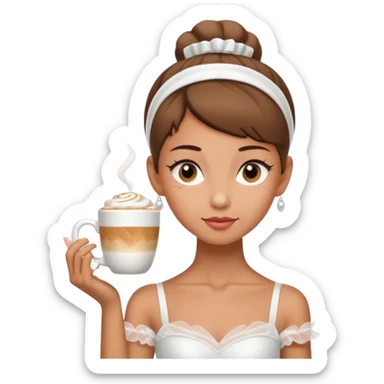 give me a ballerina with a cappuccino mug as her head sticker