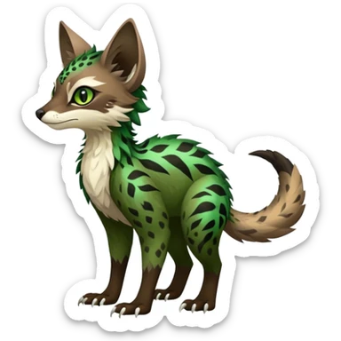 Feral Rare Fantasy dark tropical Vernid-Trico-species by LiLaiRa, random markings, tufted tail, tufted ears, full body sticker
