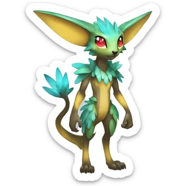 Anthro Cool Edgy Legendary Colorful Shy Shiny Fakemon-Pokémon-Fantasy-Creature With Full Body Detailed High Quality sticker