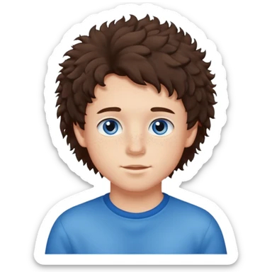 cute brunnete boy with fluffy hair light skin and freckles sticker