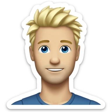 Handsome man, short spiked up hair, blonde hair, blue eyes sticker