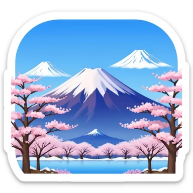 Cherry blossom scenery, Mount Fuji sticker