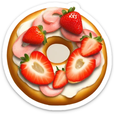 A bagel with strawberries  sticker