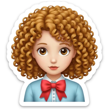 Curly hair girl with bow sticker