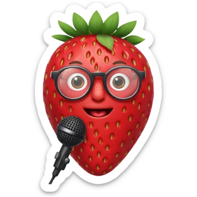 strawberry be hand the mic with glasses  sticker
