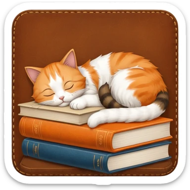 Cat sleeping on books sticker