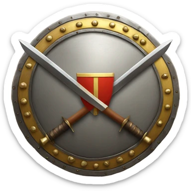 2 weapons crossed with a shield sticker