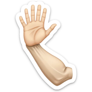 a weak, decrepit human arm and hand, limp and frail, in the style of the strong arm emoji sticker
