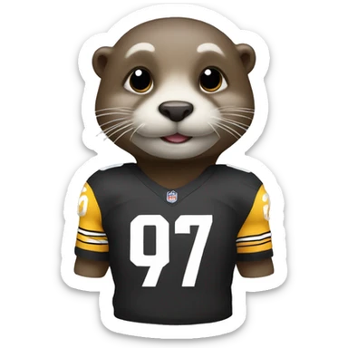 Otter wearing a Steelers jersey sticker
