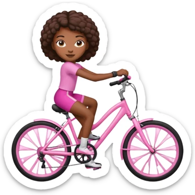 Black girl riding a pink bike for cycling class sticker