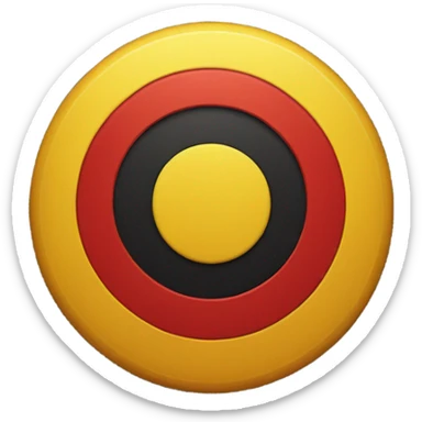 a black and red rectangle with a medium-sized yellow circle in the middle sticker