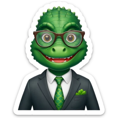 alligator with clothes and wearing glasses sticker