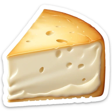 cinematic-realistic-brie-cheese-emoji,-featuring-a-creamy gooey center,-soft-ripened-cheese-with-a-delicate-rind-rendered-with-lifelike-detail-and-inviting,-natural-lighting. sticker