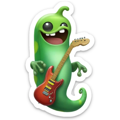 Happy slimy slug playing electric guitar sticker