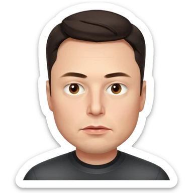 realistic make me elon musk serious face dark hair no shoulders just head  sticker
