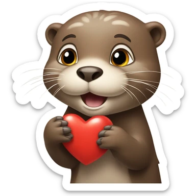 Otter with heart sticker