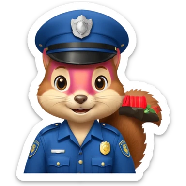 cute squirrel in police uniform emoji, police cap, smiling sticker