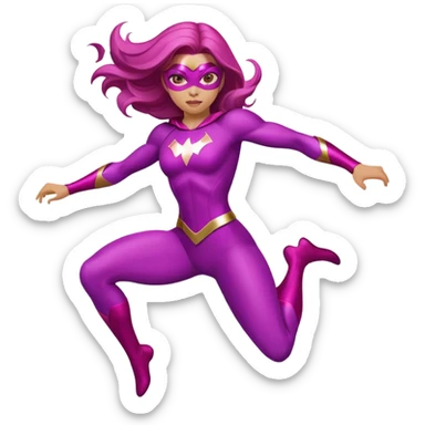 pink violet woman superhero jumping power sticker