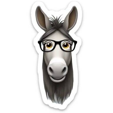 female donkey with glasses and long hair sticker