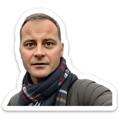 boy in a scarf outdoors sticker