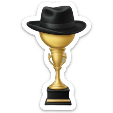 gold award with a hand holding Magritte's hat sticker