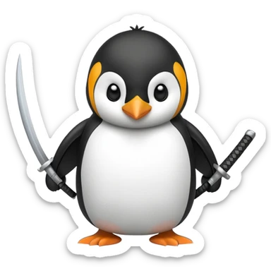 A penguin with katanas sticker