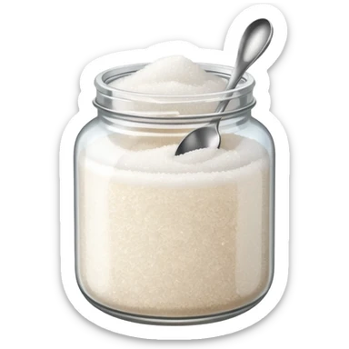 Jar of white sugar with spoon sticker