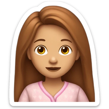 a girl with brown long hair in pijamas sticker